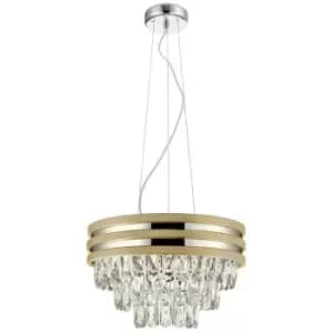 Zumaline Naica Crystal Pendant Ceiling Light, Matt Gold, Clear, 4x E14