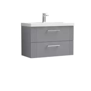 Nuie Deco 800mm Wall Hung 2 Drawer Vanity & Basin 1 - Satin Grey