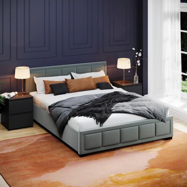 Lassic Vida Designs Vanita King Size Fabric Bed UKFR Light Grey unisex King