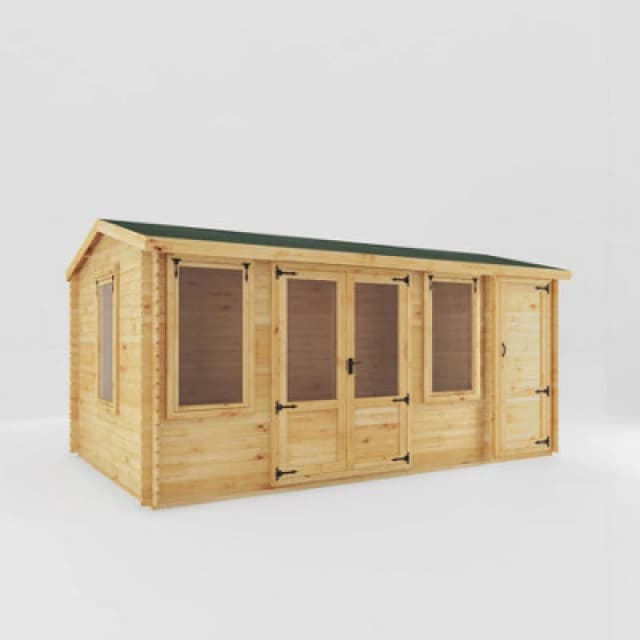 Mercia 5m x 3m Double Door Log Cabin with Side Shed (19mm)