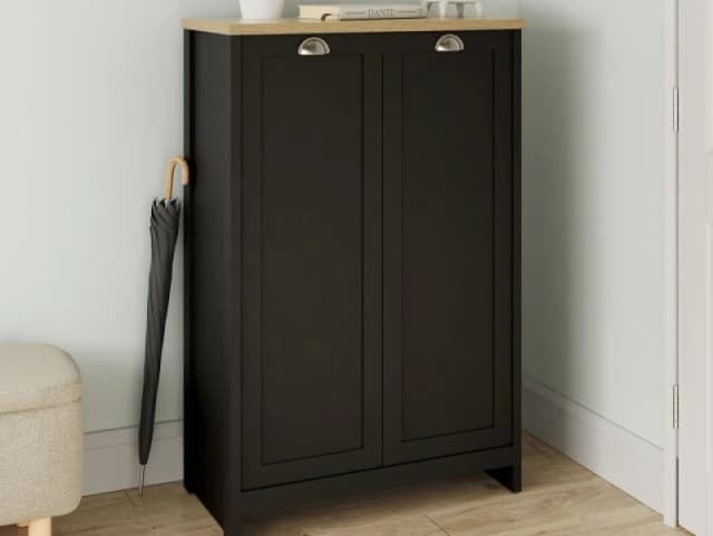 GFW Lancaster 2 Door Shoe Cabinet Black
