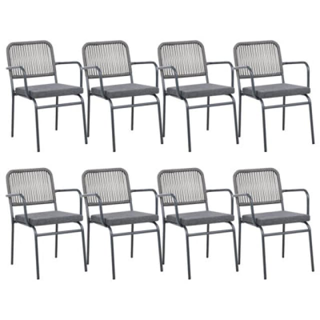 Beliani Set Of 8 Garden Chairs With Cushions Taceno Metal Grey