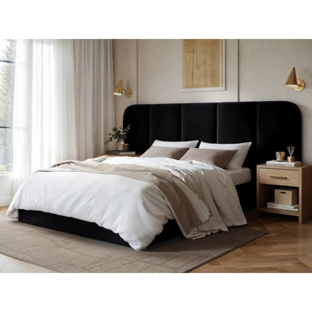 Solace+Co Sienna Hotel Ottoman Bed Black Velvet Size: Double Black Unisex Double