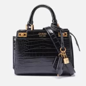 Guess Womens Katey Croc Mini Satchel - Black