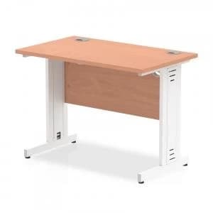 Trexus Desk Rectangle Cable Managed White Leg 1000x600mm Beech Ref