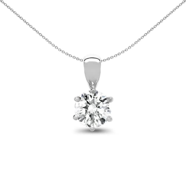 Jewelco London 18ct White Gold 0.5ct Diamond Solitaire Charm Pendant - 18P007-050 Silver