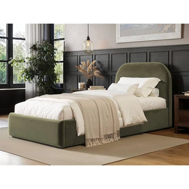 Flair Alba Single Ottoman Bed in Green Green Unisex Single