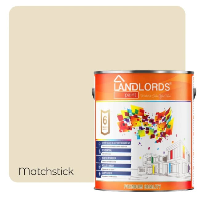 Landlords Paint - Kitchen & Bathroom Paint - Mould Resistant, Washable & Durable - Matchstick - 2.5L