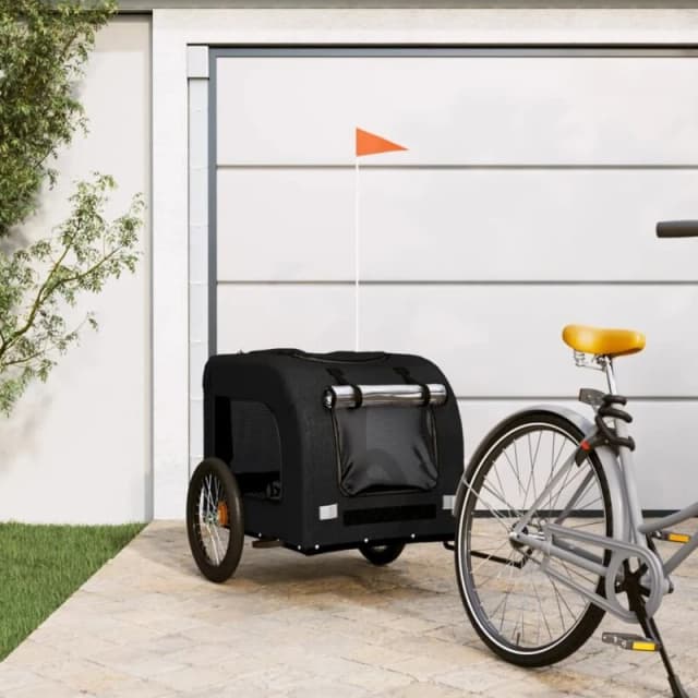 VIDAXL Pet Bike Trailer Black Oxford Fabric and Iron Vidaxl 93842