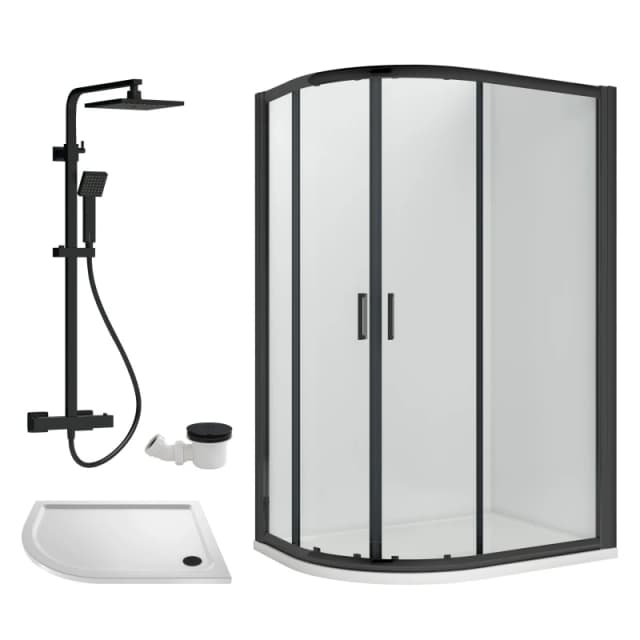 Balterley Offset Left Quadrant Tray Square Shower Waste White Black 1200x 800mm White Unisex