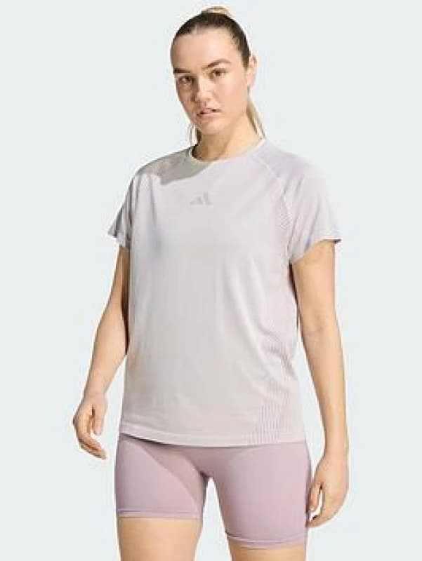 Seamless knit womens T-Shirt adidas Violet Female S