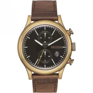 Mens Nixon The Station Chrono Leather Chronograph Watch