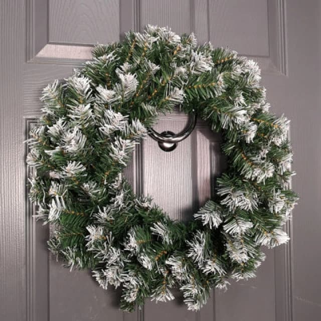 Samuel Alexander 55cm Premier Christmas Snow Tipped Green Pine PVC Door Wreath Green