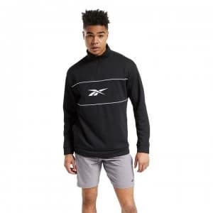 Reebok Workout Ready Double Knit Quarter Zip Sweatshirt Mens - Black