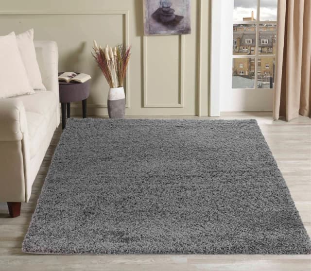 Desire Rugs Plain Living Room Shaggy Area Rugs Grey 160X230 Cm