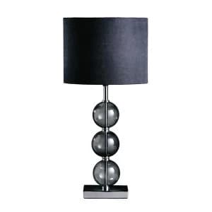 Premier Housewares Mistro Table Lamp with Smoke Orb/Chrome Base & Black Faux Suede Shade