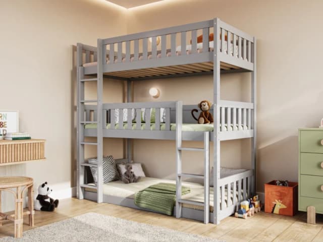 Flair Bea Triple High Bunk Bed in Grey Size: Single Grey Unisex Single