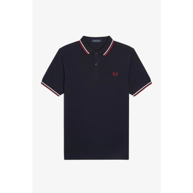 Fred Perry Short Sleeve Twin Tipped Polo Shirt Navy T55 male L