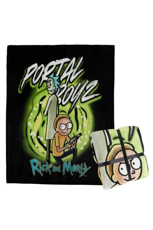 Rick & Morty Cartoon Characters Fluffy Blanket Multi