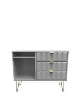 Swift Cube Ready Assembled 3 Drawer TV Unit - Fits Up To To 48" TV - Grey