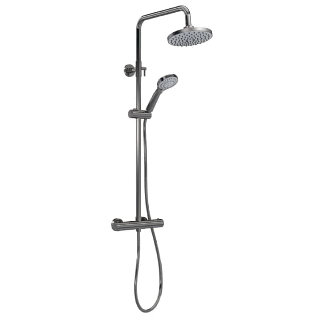 Balterley Thermostatic Shower Kit Fixed HeadAdjustable Handset Brushed Pewter Silver unisex