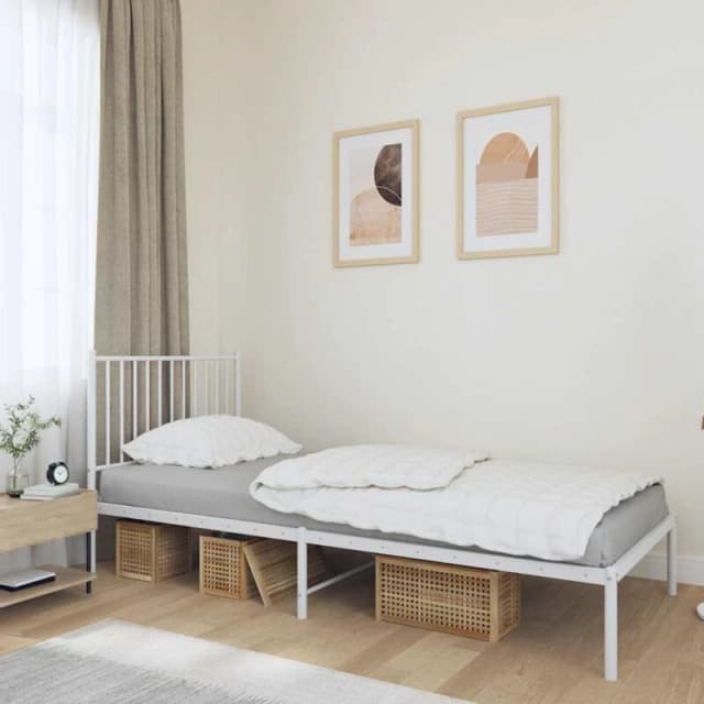 VIDAXL Metal Bed Frame without Mattress with Headboard White 90x190cm Vidaxl 8720845721657
