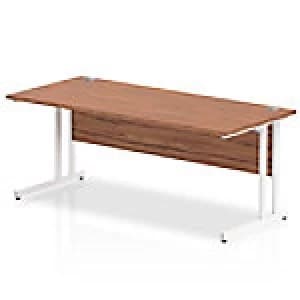 Impulse 1800/800 Rectangle White Cantilever Leg Desk Walnut