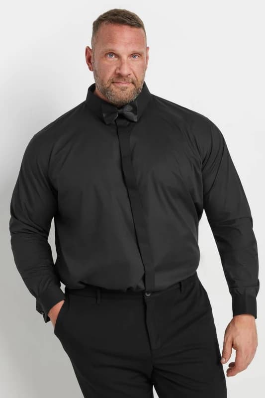 BadRhino Mens Long Sleeve Formal Shirt in Black Size: 23" Black Male 23"