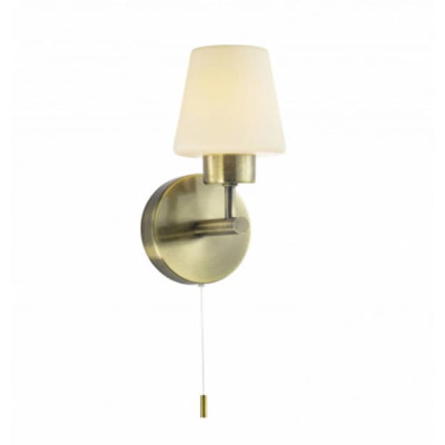 Happy Homewares Modern Antique Brass And Opal Glass Ip44 Rated Bathroom Wall Lighting Fixture