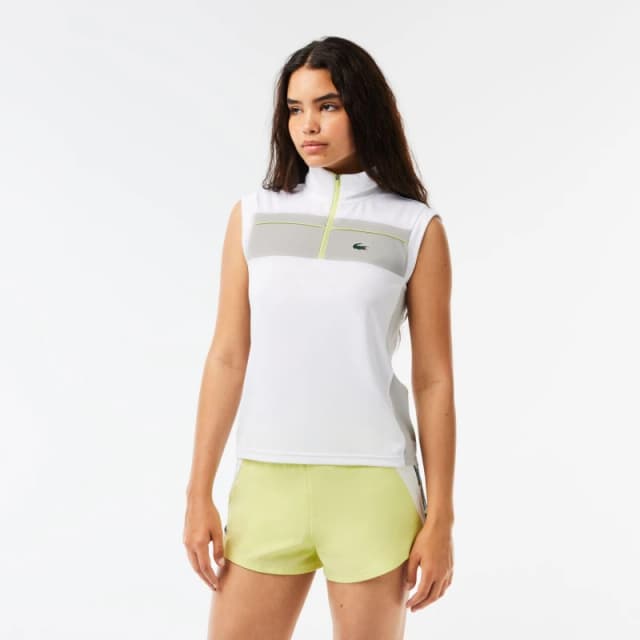 Lacoste Womens Ripstop Pique Ultra Dry Short-Sleeve Polo Shirt White/Nimbus female 12 (40)