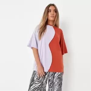 Missguided Block Wavy Drop Shoulder Tee - Red