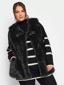 Yours Yours Plush Fur Gilet With Toggles, Black, Size 14, Women