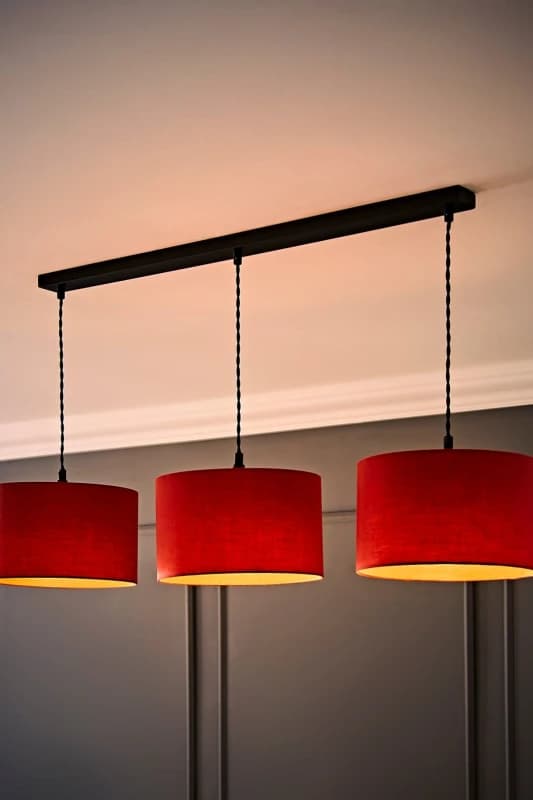 ValueLights ValueLights Reni Drum Shade 3 Drop Bar Matte Black Diner Ceiling Pendant Light and LED Bulbs in Burnt Orange Burnt Orange One Size Unisex