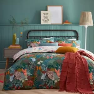 Forage Reversible Duvet Cover and Pillowcase Set Teal (Green)