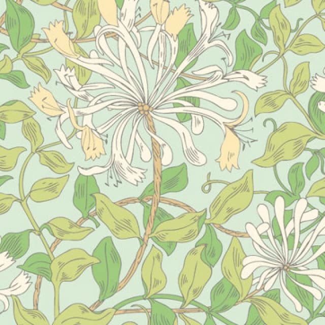 Hoopla Walls Honeysuckle Leaf Trail Duckegg Blue Smooth Matt Wallpaper