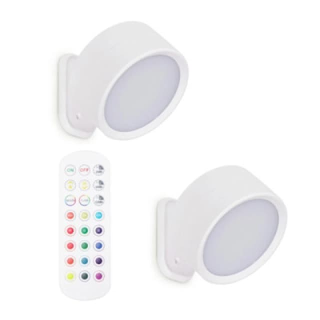 ValueLights Marshall Set of 2 Rechargeable Easy Fit 360 RGB Spotlight Light Fittings White