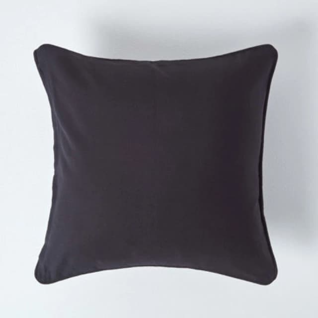 Homescapes Cotton Plain Black Cushion Cover, 60 X 60 Cm