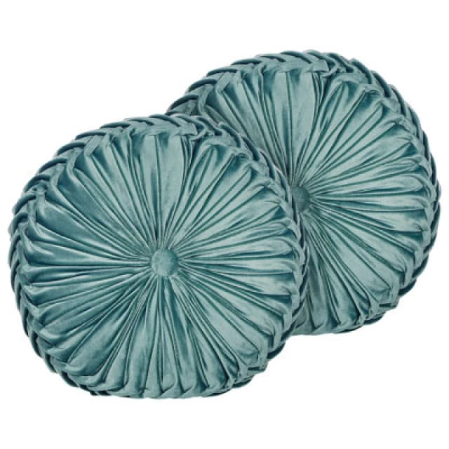 Beliani Set Of 2 Decorative Cushions Udala Velvet 40 X 40 Cm Teal Solid