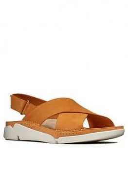 Clarks Tri Alexia Leather Flat Sandal - Amber