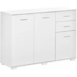 Homcom - High Gloss Modern Storage Cabinet Home Organisation Aluminium Handles 2 Cabinet 2 Drawer w/ 6 Feet White