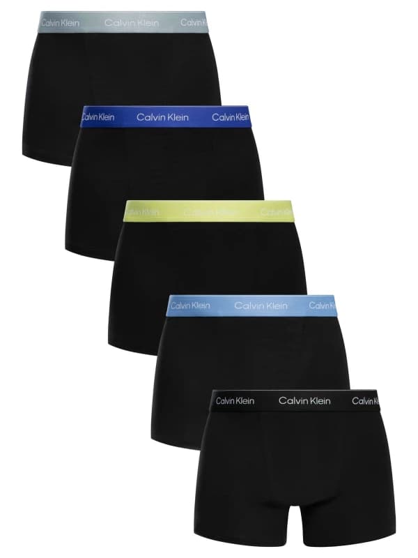 Calvin Klein 5 Pack Relaxed Fit Trunks Black (Black/Blue/Yellow/Dress Blue/Grey) XL