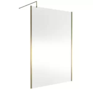 Hudson Reed 1400mm Outer Framed Wetroom Screen With Support Bar - Brushed Brass