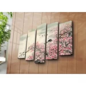 5PAT-25 Multicolor Decorative Canvas Painting (5 Pieces)