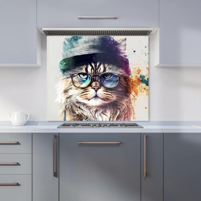 Warren Reed - Designer Siberian Cat Face Splashart Kitchen Splashback Size: 600mm x 750mm Multicolor Unisex 600mm x 750mm
