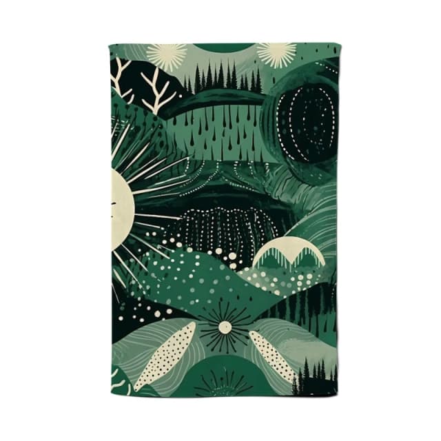 Warren Reed - Designer Abstract Green Moon Tea Towel Green Unisex