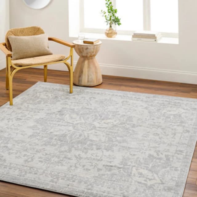 Livabliss Square Vintage Oriental Boho Medium Grey Sage Area Rug 200 X 200 Cm - Easy Care, Non Shedding, Ideal For Living Room & Bedroom