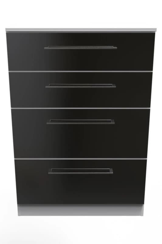 Chester 4 Drawer Deep Chest In Black & White (Ready Assembled)