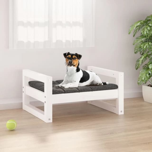 VIDAXL Dog Bed White 55.5x45.5x28cm Solid Pine Wood vidaXL 8720287140535