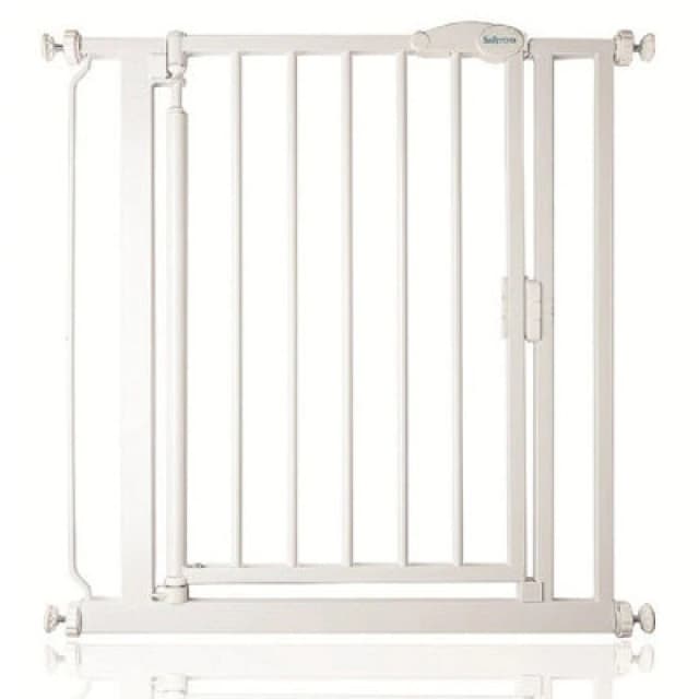 Safetots Pressure Fit Self Closing Stair Gate, Narrow, 68.5Cm - 75Cm, White, Auto Closing Baby Gate, Safety Barrier