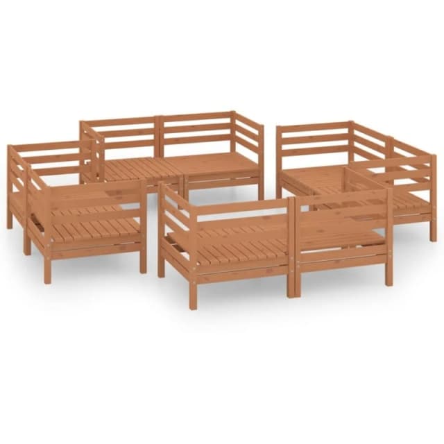 VIDAXL 8 Piece Garden Lounge Set Honey Brown Solid Pinewood Vidaxl 8720286683125